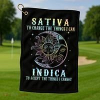 Sativa To Change The Things I Can Indica Cannabis W Tie Dye Golf Towel thumb 1