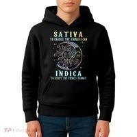 Sativa To Change The Things I Can Indica Cannabis W Tie Dye Kids Hoodie thumb 4