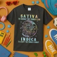 Sativa To Change The Things I Can Indica Cannabis W Tie Dye Kids T-Shirt thumb 3