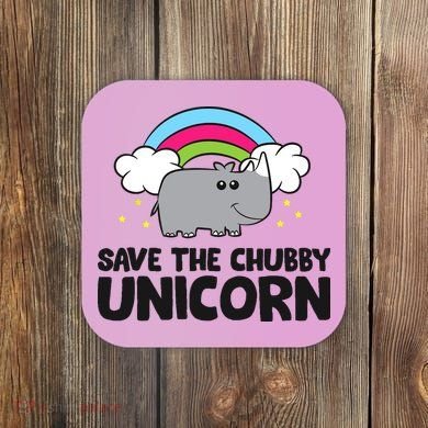 Save The Chubby Unicorn Love Rhinos Coaster
