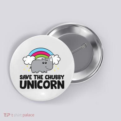 Save The Chubby Unicorn Love Rhinos Button