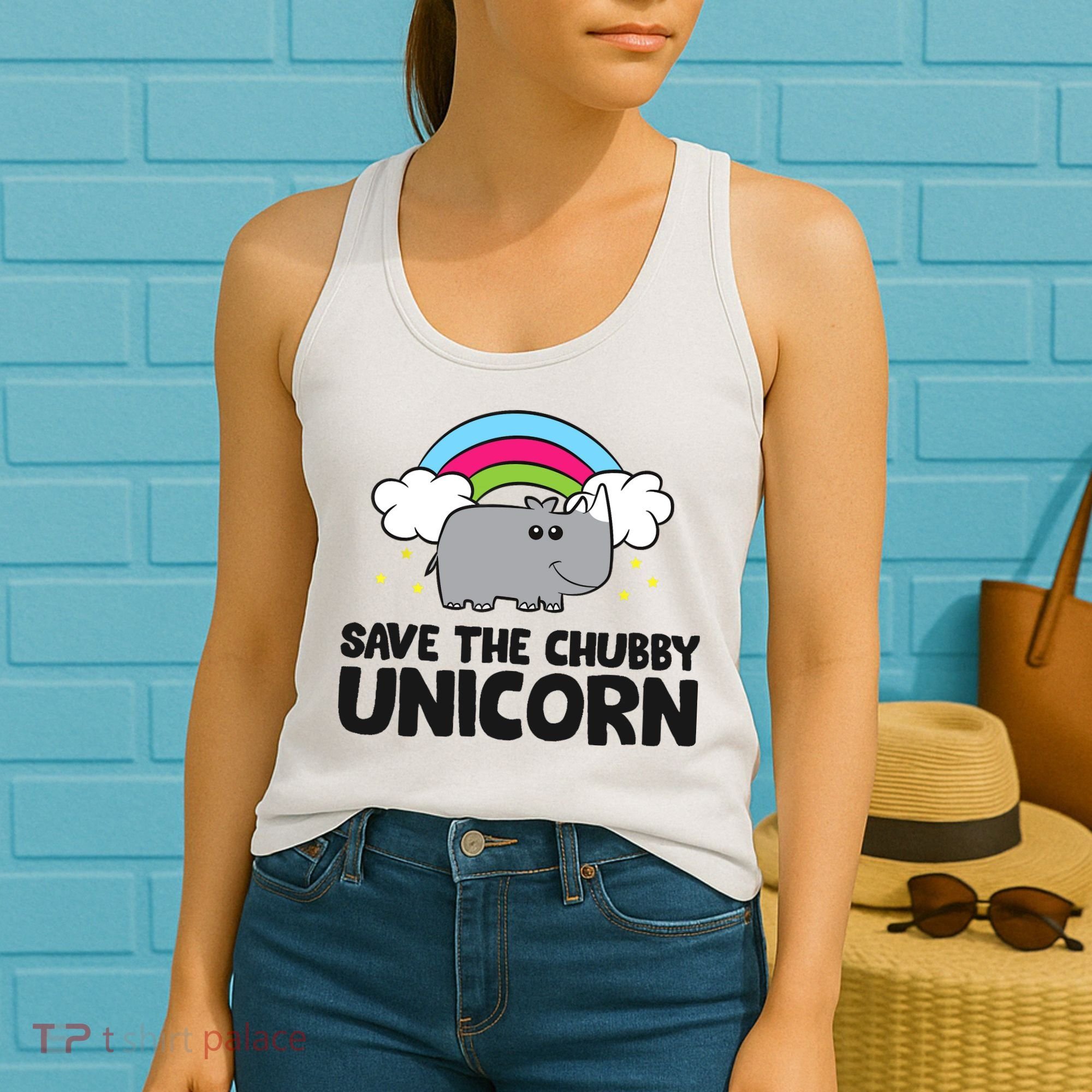 Save The Chubby Unicorn Love Rhinos Women's Tank Top