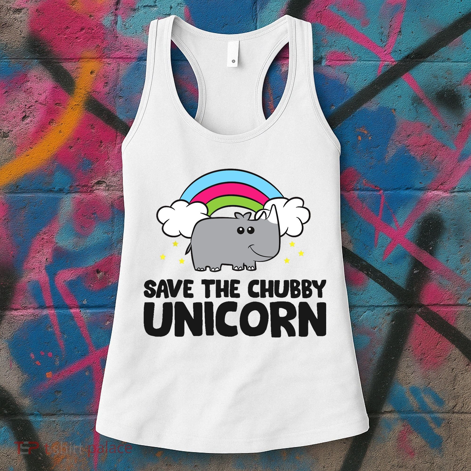 Save The Chubby Unicorn Love Rhinos Women's Tank Top