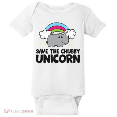Save The Chubby Unicorn Love Rhinos Baby Bodysuit
