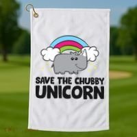 Save The Chubby Unicorn Love Rhinos Golf Towel thumb 1