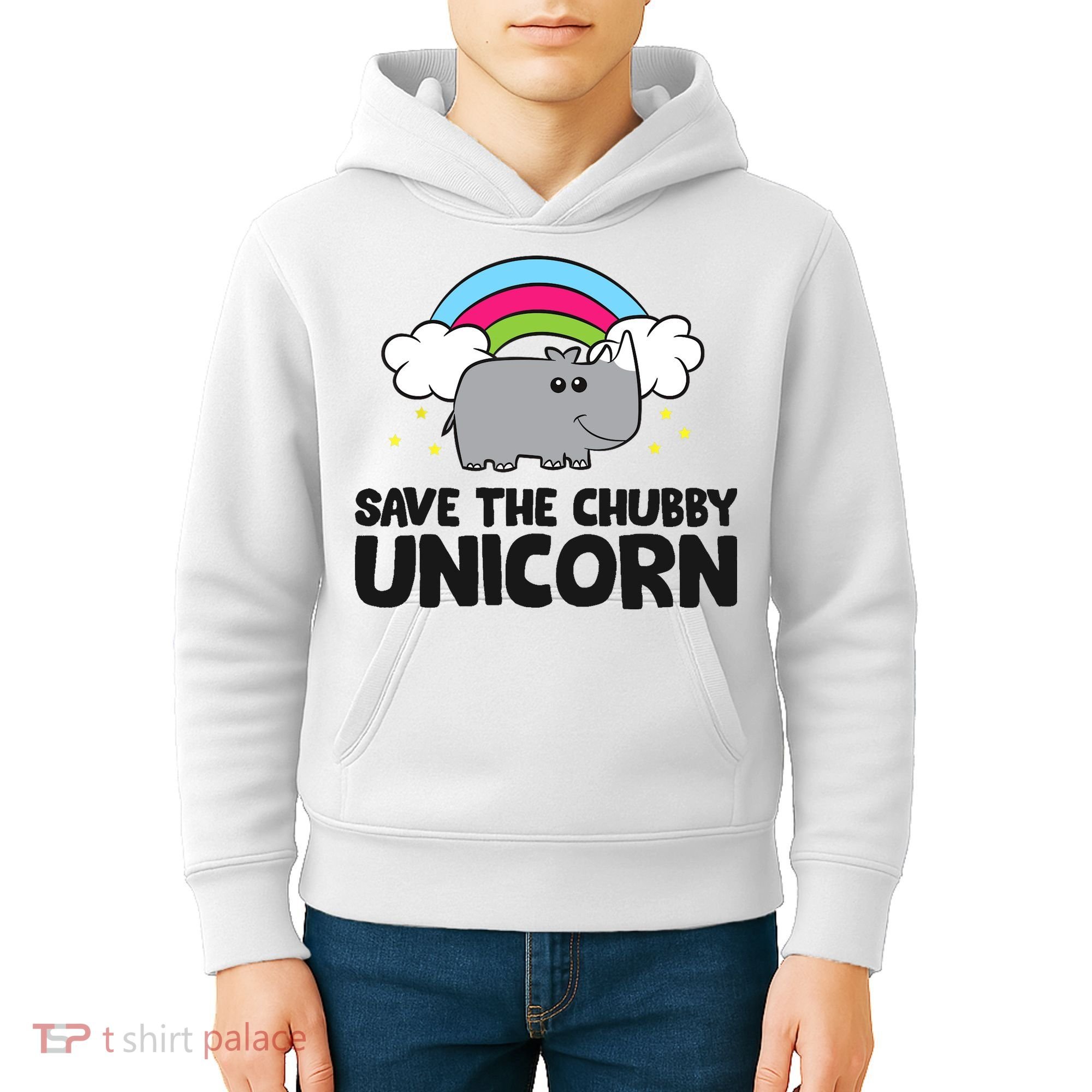 Save The Chubby Unicorn Love Rhinos Kids Hoodie