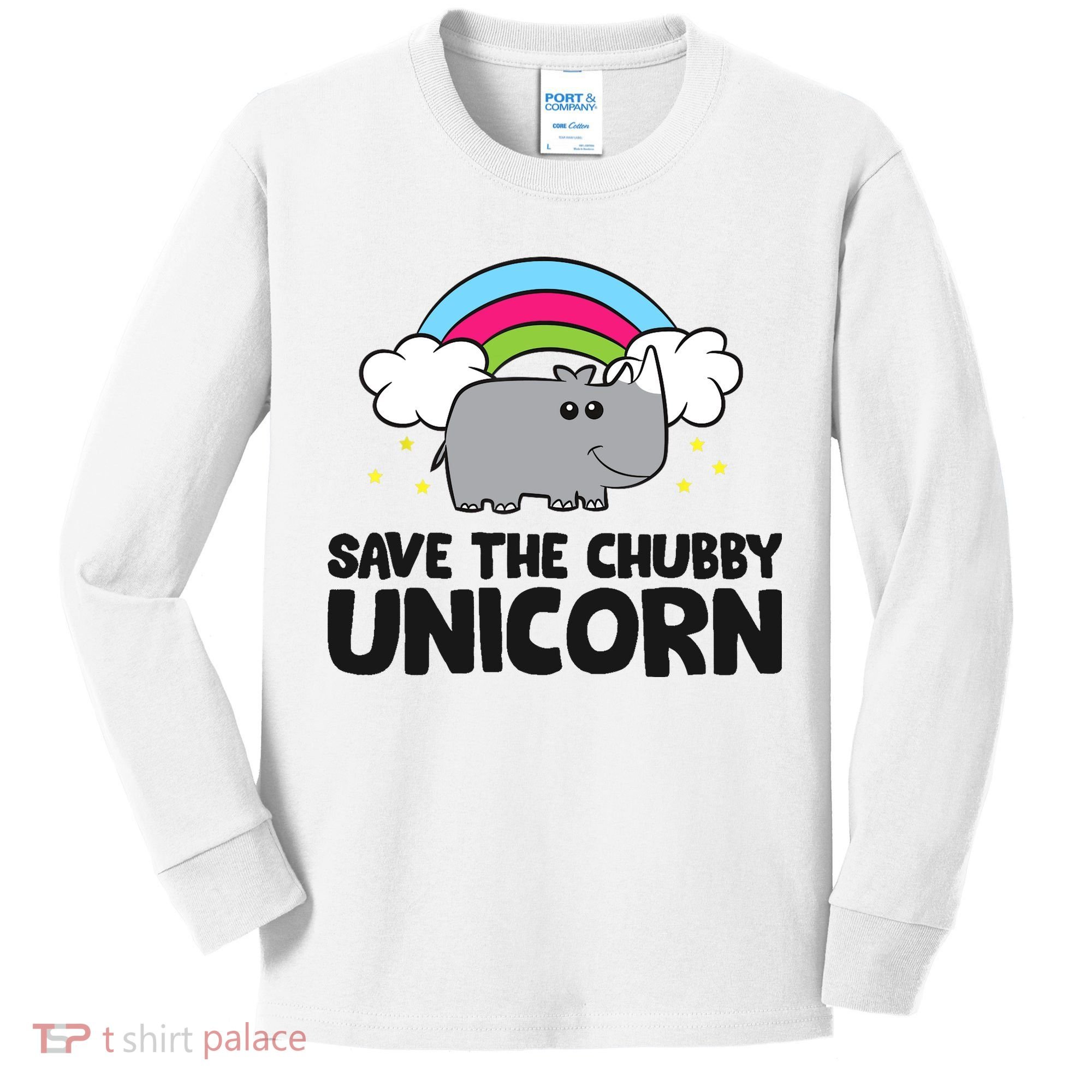 Save The Chubby Unicorn Love Rhinos Kids Long Sleeve Shirt
