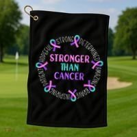 Stronger Than Cancer Thyroid Cancer Golf Towel thumb 1