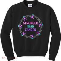 Stronger Than Cancer Thyroid Cancer Kids Sweatshirt thumb 0