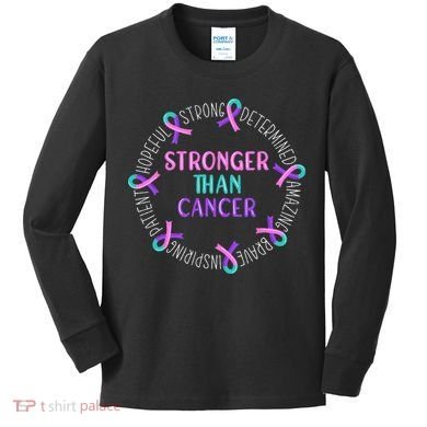 Stronger Than Cancer Thyroid Cancer Kids Long Sleeve Shirt