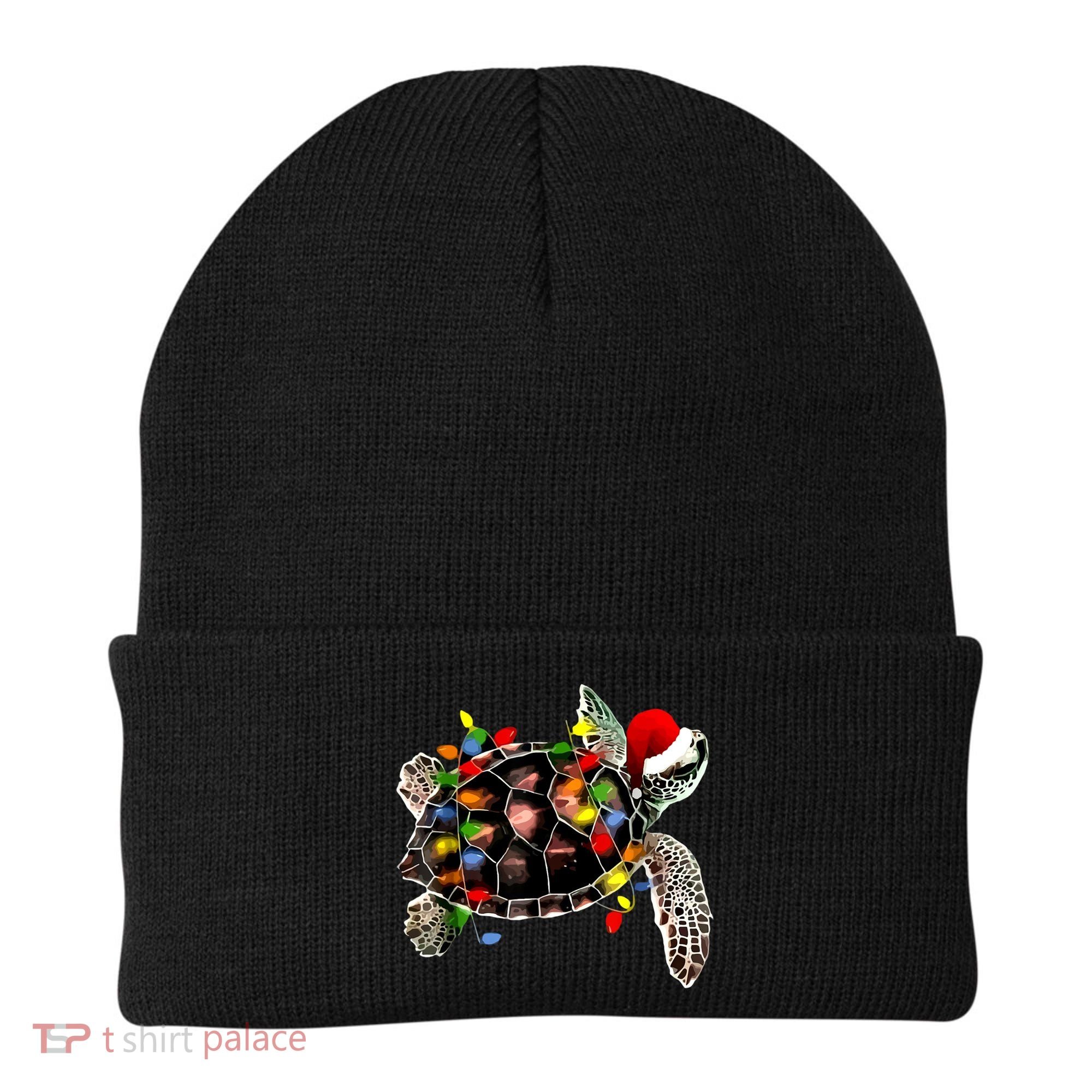 Sea Turtle Christmas Lights Funny Santa Hat Merry Christmas Beanie