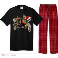 Sea Turtle Christmas Lights Funny Santa Hat Merry Christmas Pajama Set thumb 0