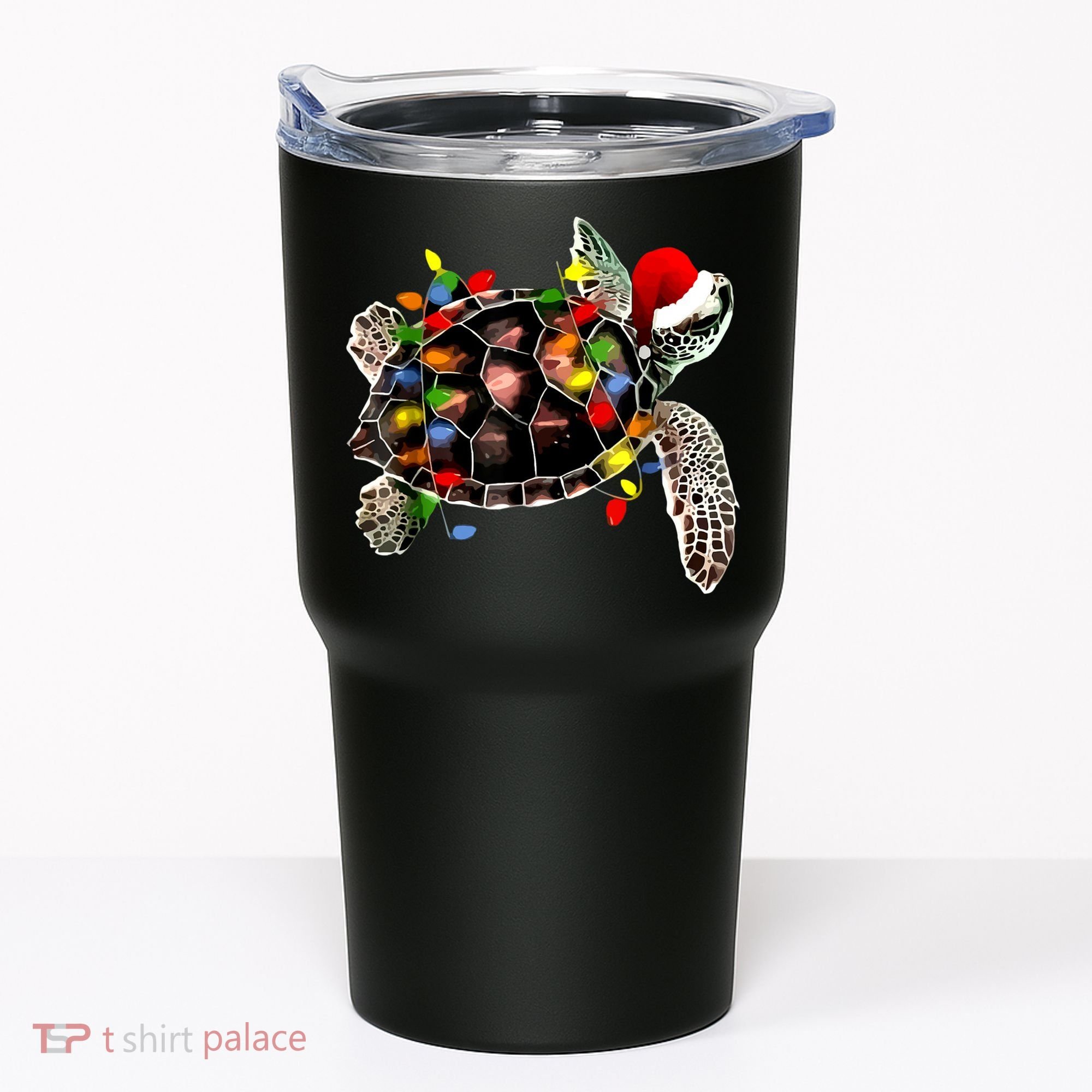 Sea Turtle Christmas Lights Funny Santa Hat Merry Christmas Tumbler
