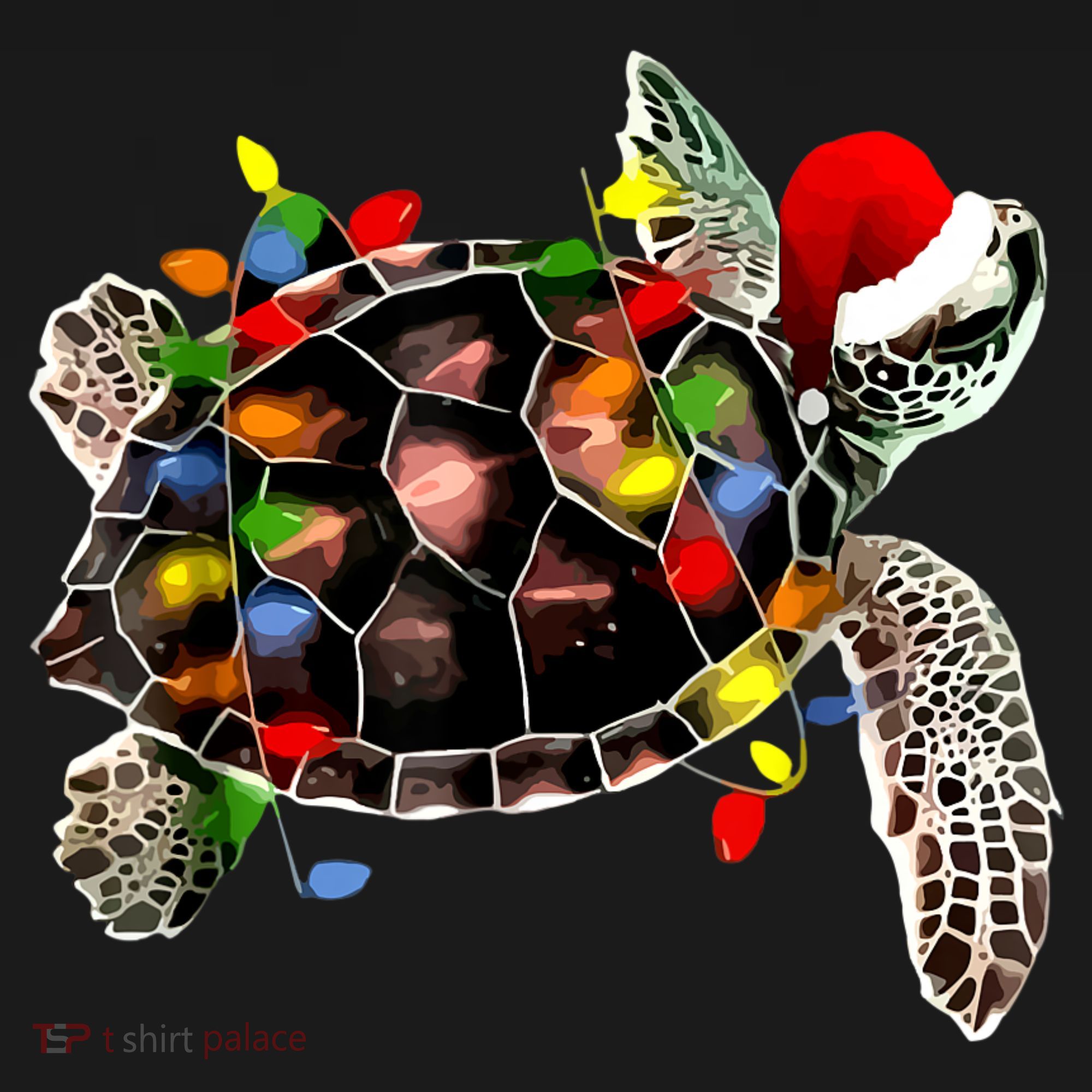 Sea Turtle Christmas Lights Funny Santa Hat Merry Christmas Baby Bodysuit