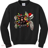 Sea Turtle Christmas Lights Funny Santa Hat Merry Christmas Kids Sweatshirt thumb 0
