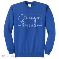 Stronger Than Cancer Pink Ribbon Breast Cancer Awareness Gift Sweatshirt thumb 0