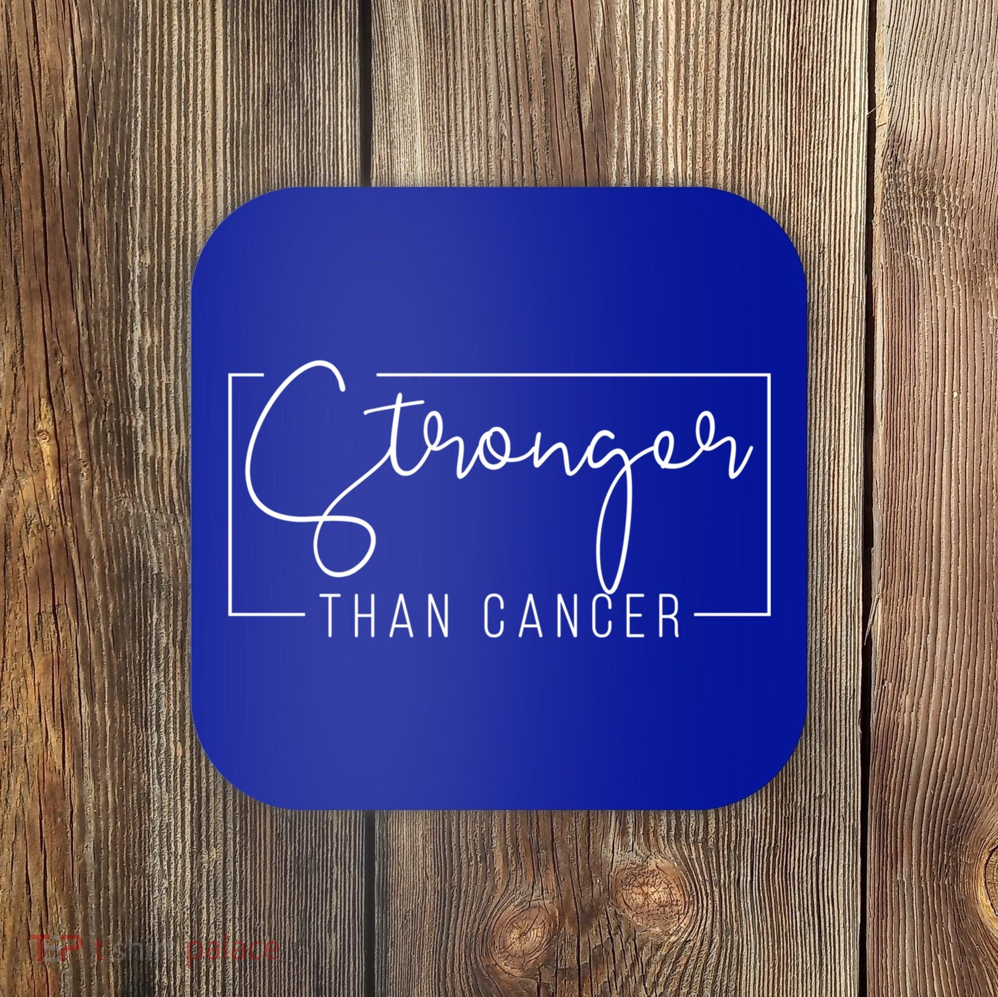 Stronger Than Cancer Pink Ribbon Breast Cancer Awareness Gift Coaster