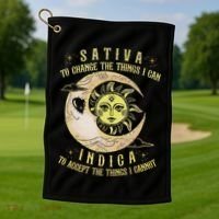 Sativa To Change The Things I Can Indica Accept The Things Golf Towel thumb 1