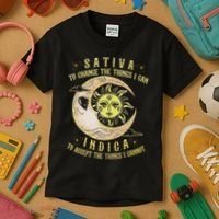 Sativa To Change The Things I Can Indica Accept The Things Kids T-Shirt thumb 3