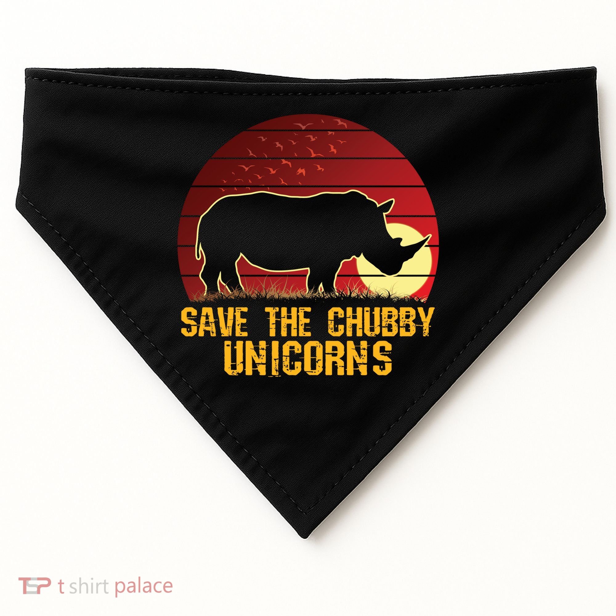 Save The Chubby Unicorns African Sunset Rhino USA-Made Doggie Bandana