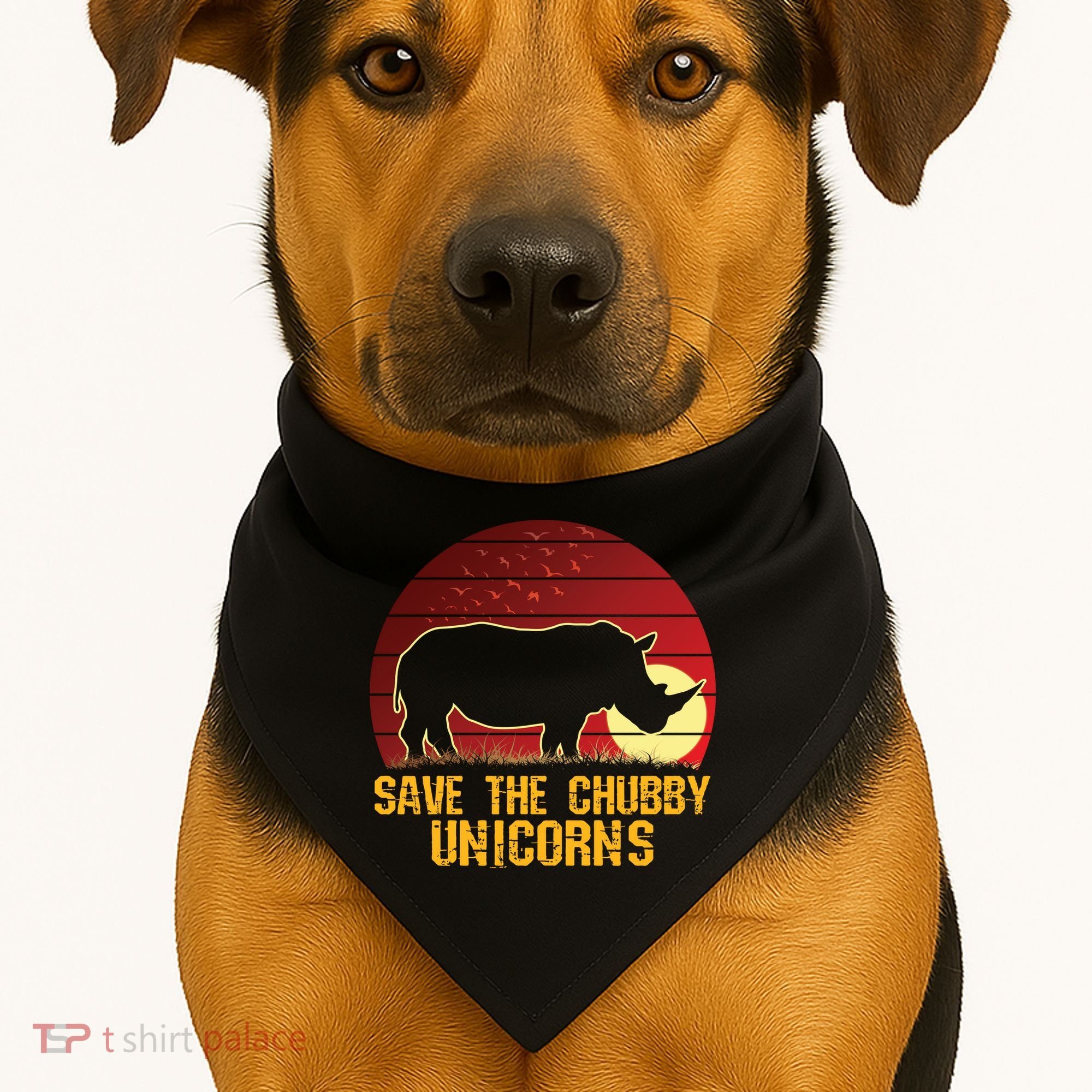 Save The Chubby Unicorns African Sunset Rhino USA-Made Doggie Bandana