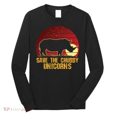 Save The Chubby Unicorns African Sunset Rhino Long Sleeve Shirt