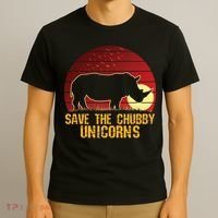 Save The Chubby Unicorns African Sunset Rhino T-Shirt thumb 3