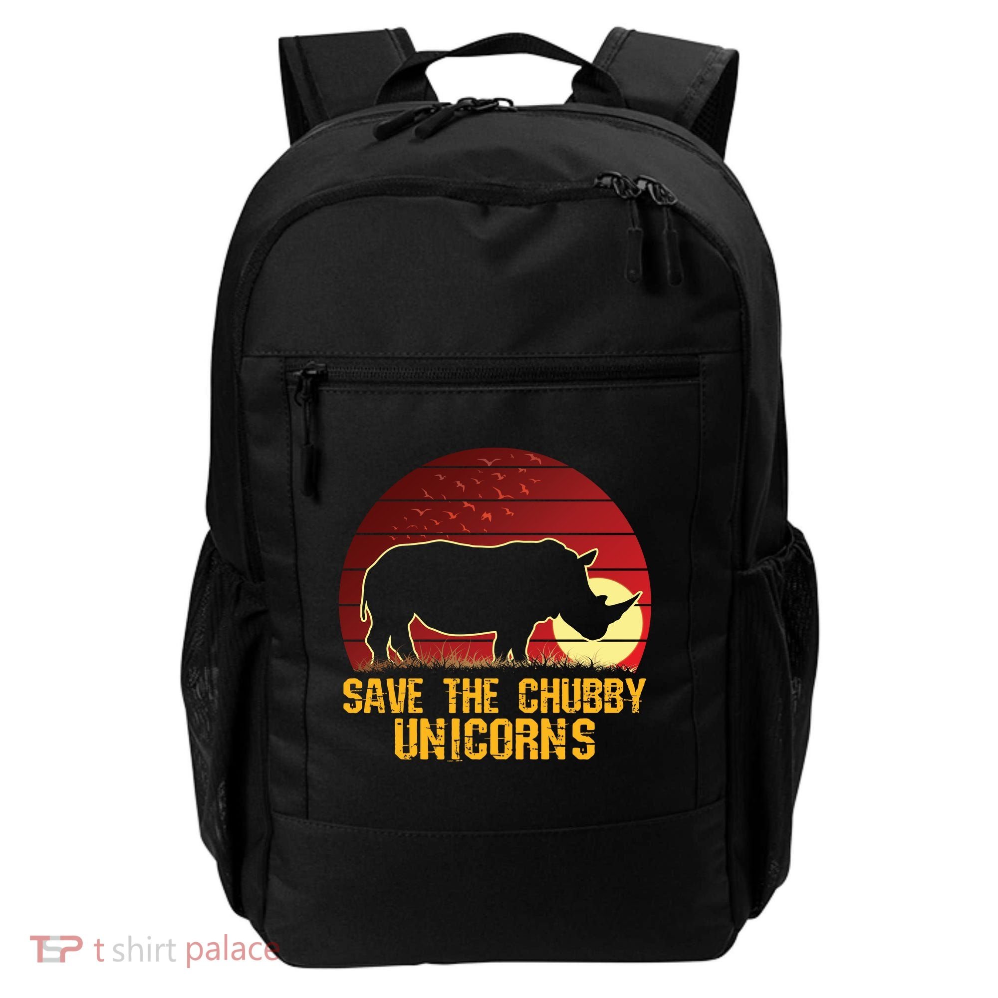 Save The Chubby Unicorns African Sunset Rhino Backpack