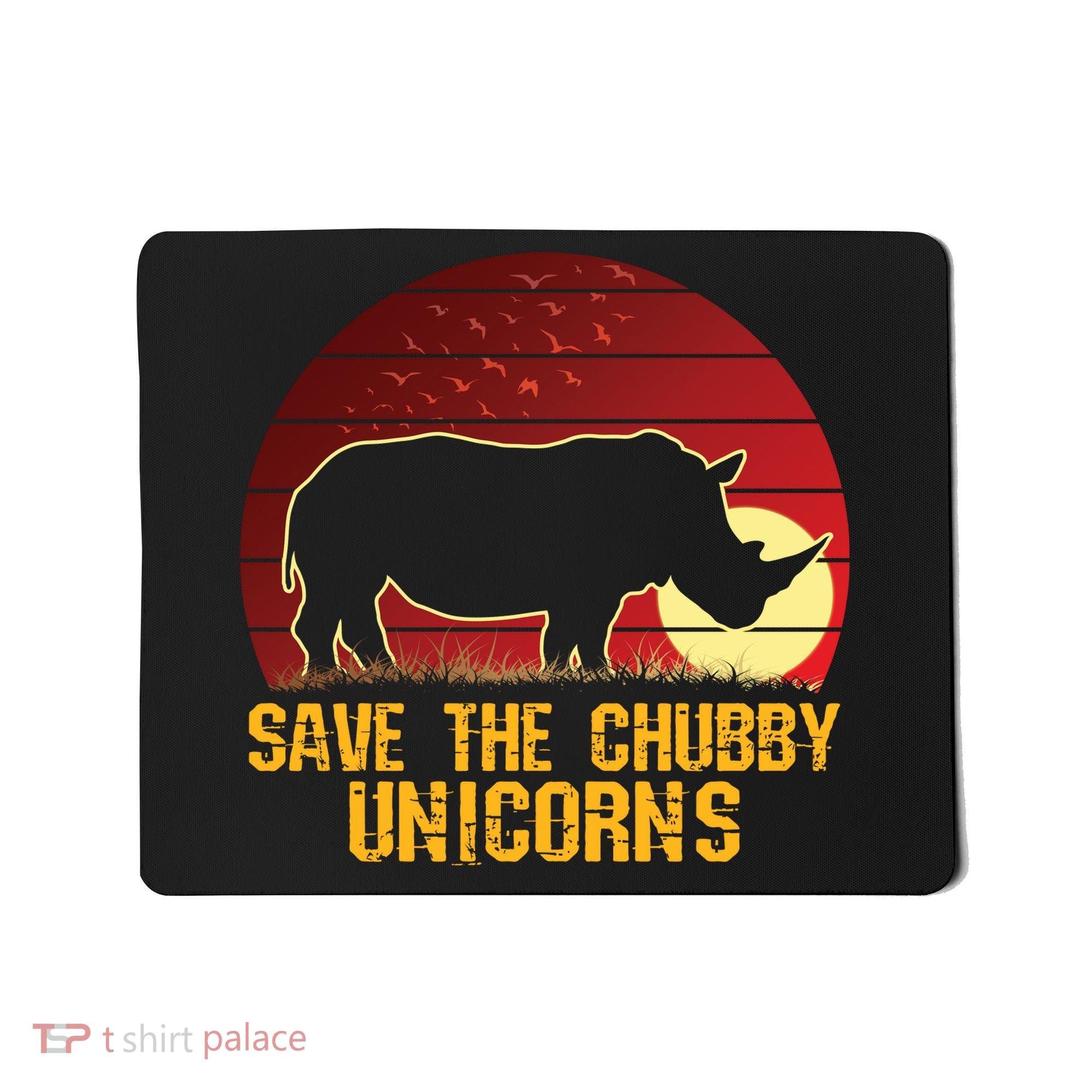 Save The Chubby Unicorns African Sunset Rhino Mousepad