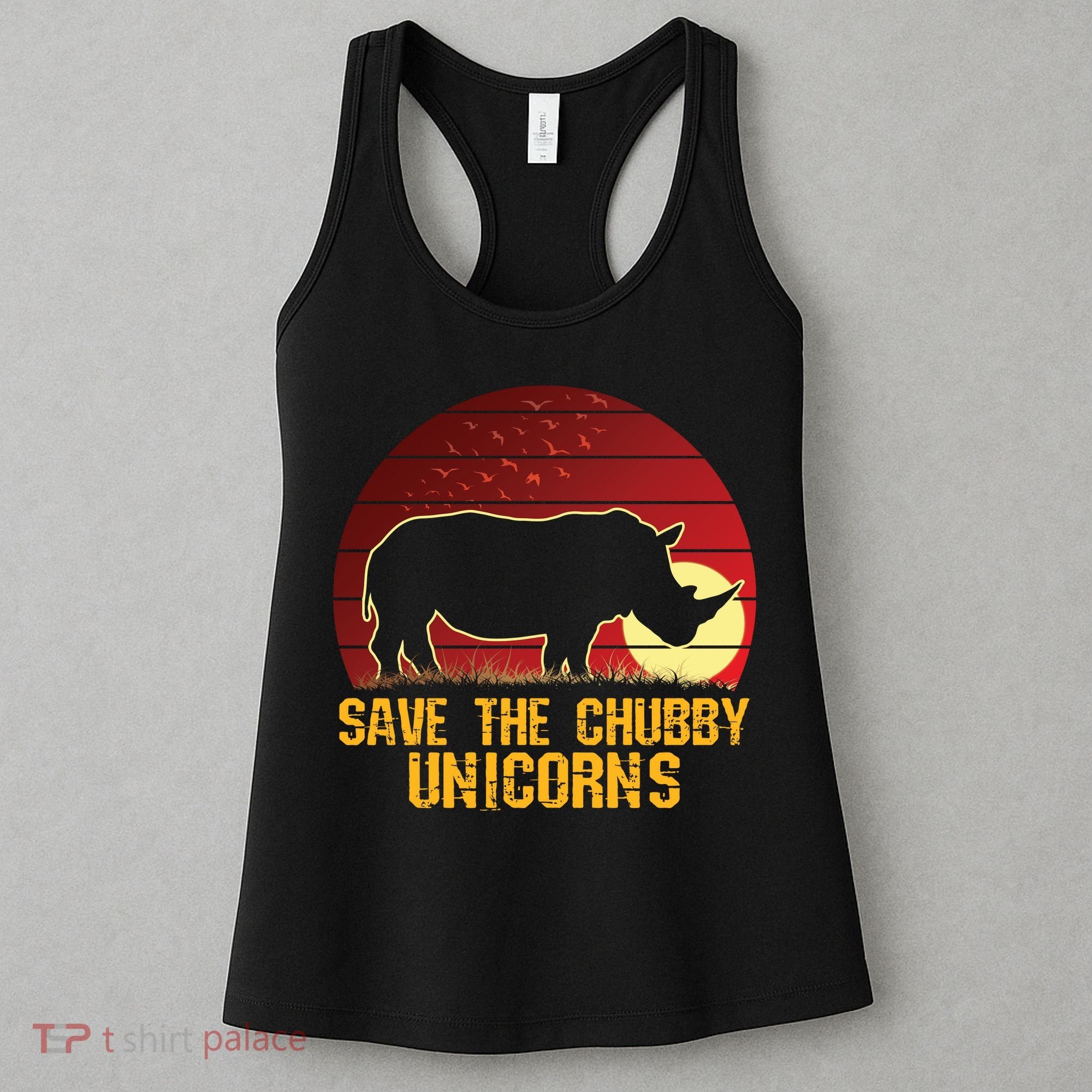 Save The Chubby Unicorns African Sunset Rhino Women's Tank Top