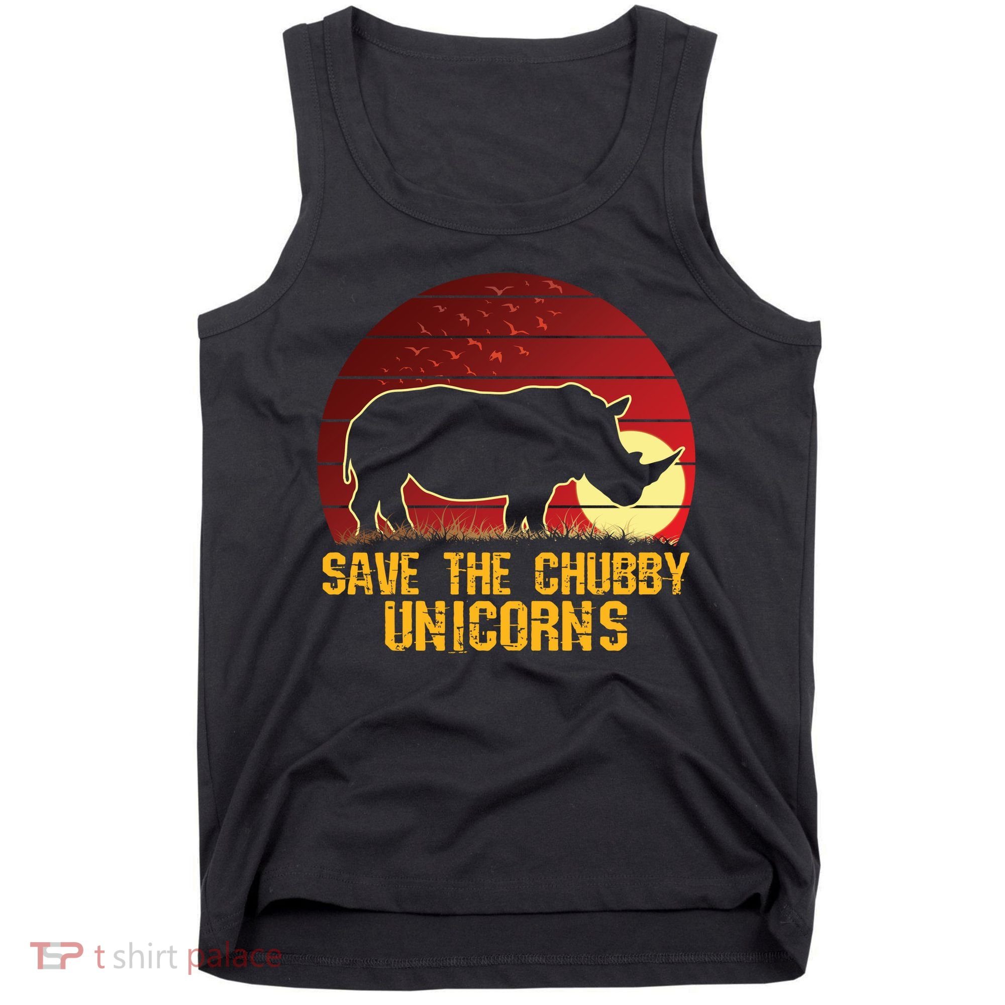 Save The Chubby Unicorns African Sunset Rhino Tank Top