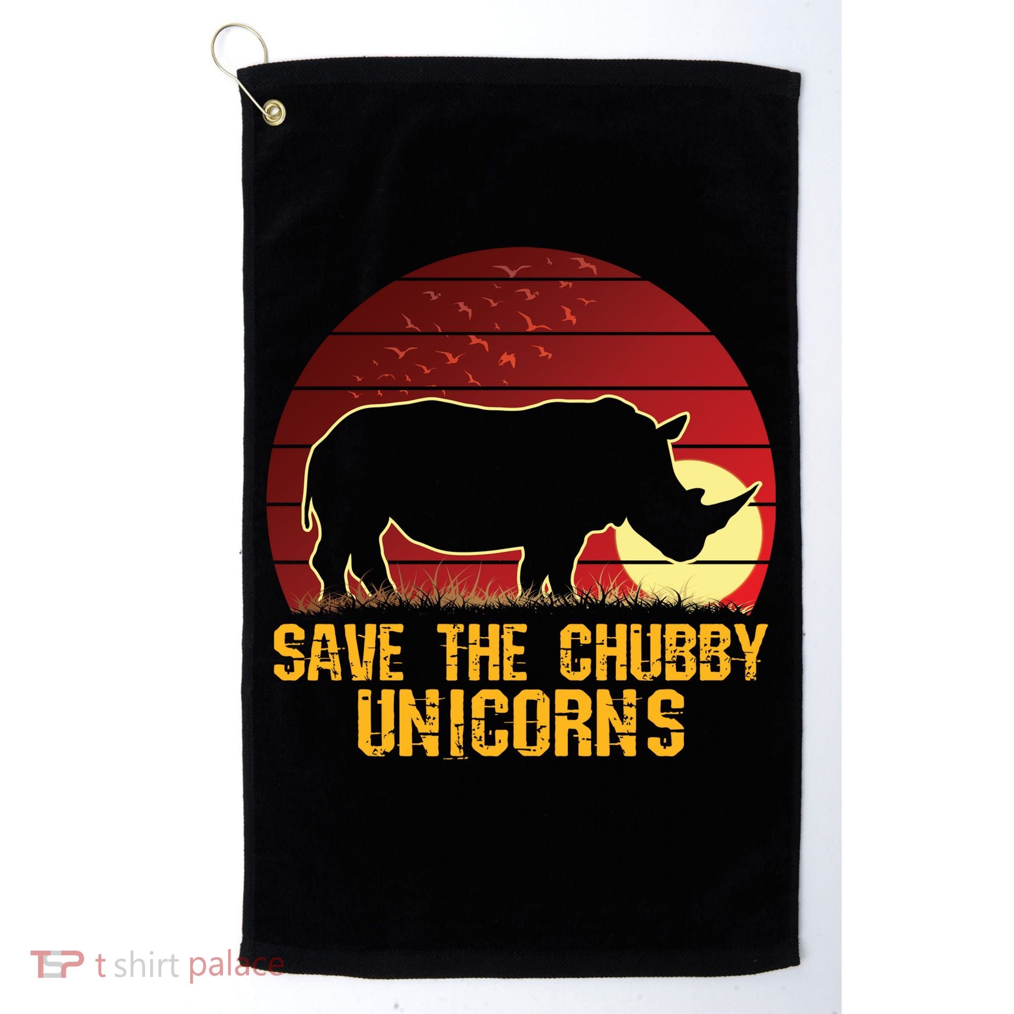 Save The Chubby Unicorns African Sunset Rhino Golf Towel