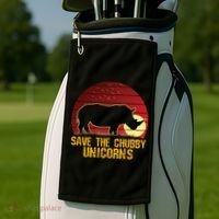 Save The Chubby Unicorns African Sunset Rhino Golf Towel thumb 2