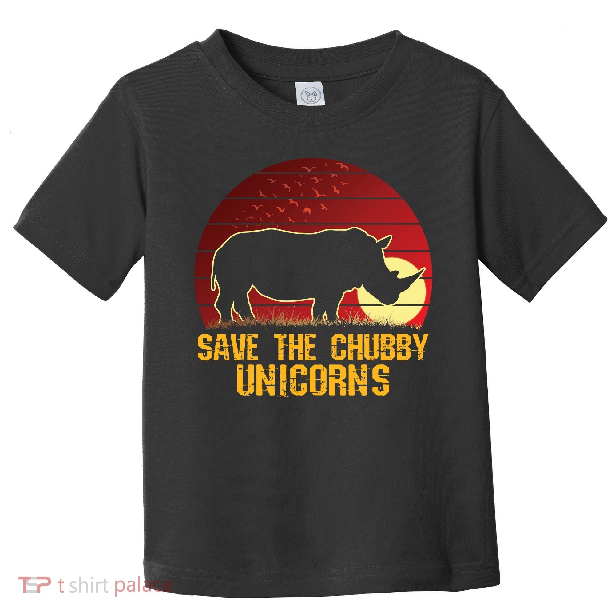 Save The Chubby Unicorns African Sunset Rhino Toddler T-Shirt