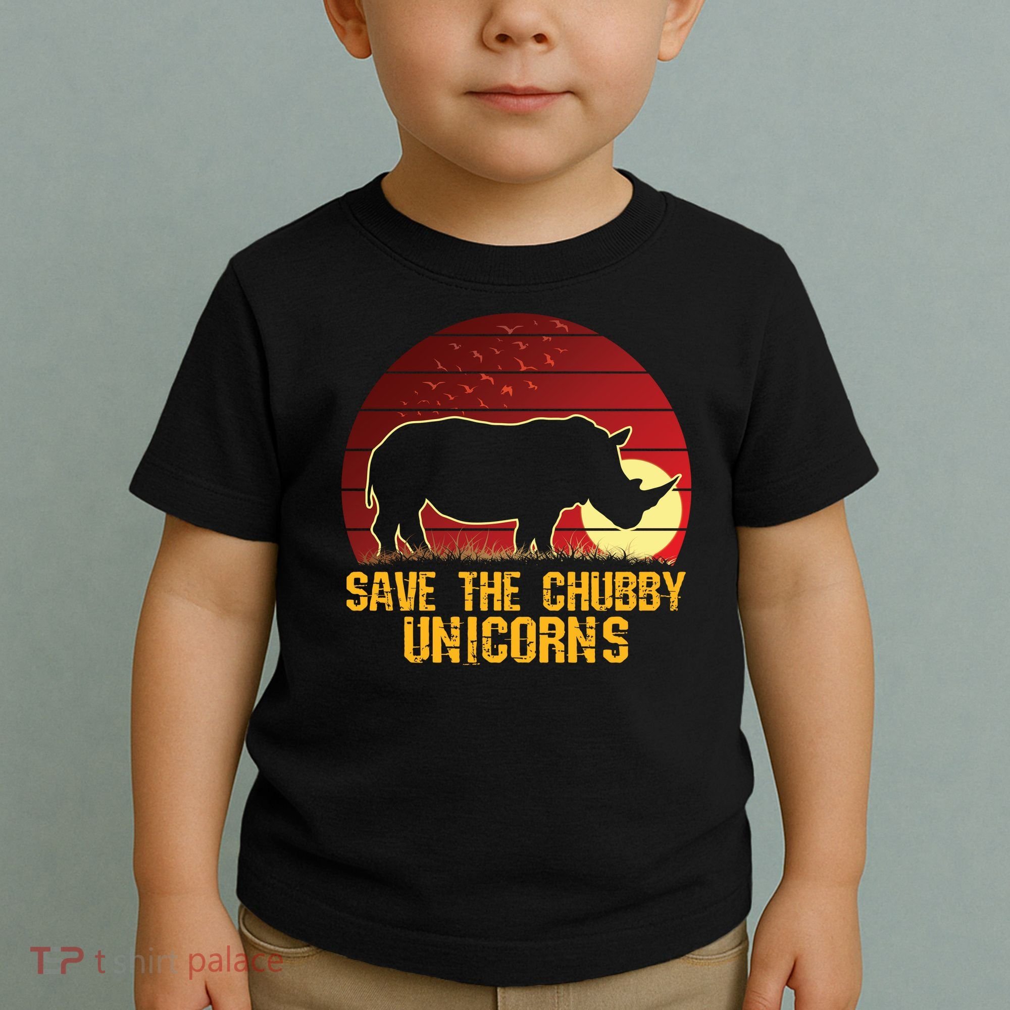 Save The Chubby Unicorns African Sunset Rhino Toddler T-Shirt