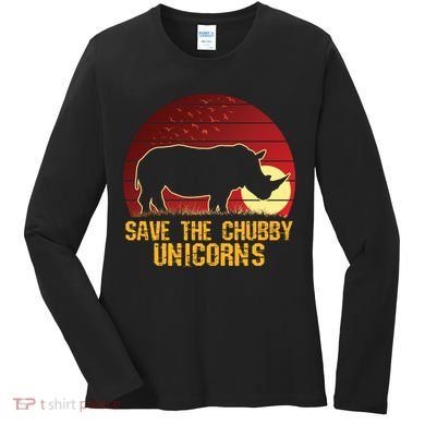 Save The Chubby Unicorns African Sunset Rhino Women's Long Sleeve Shirt