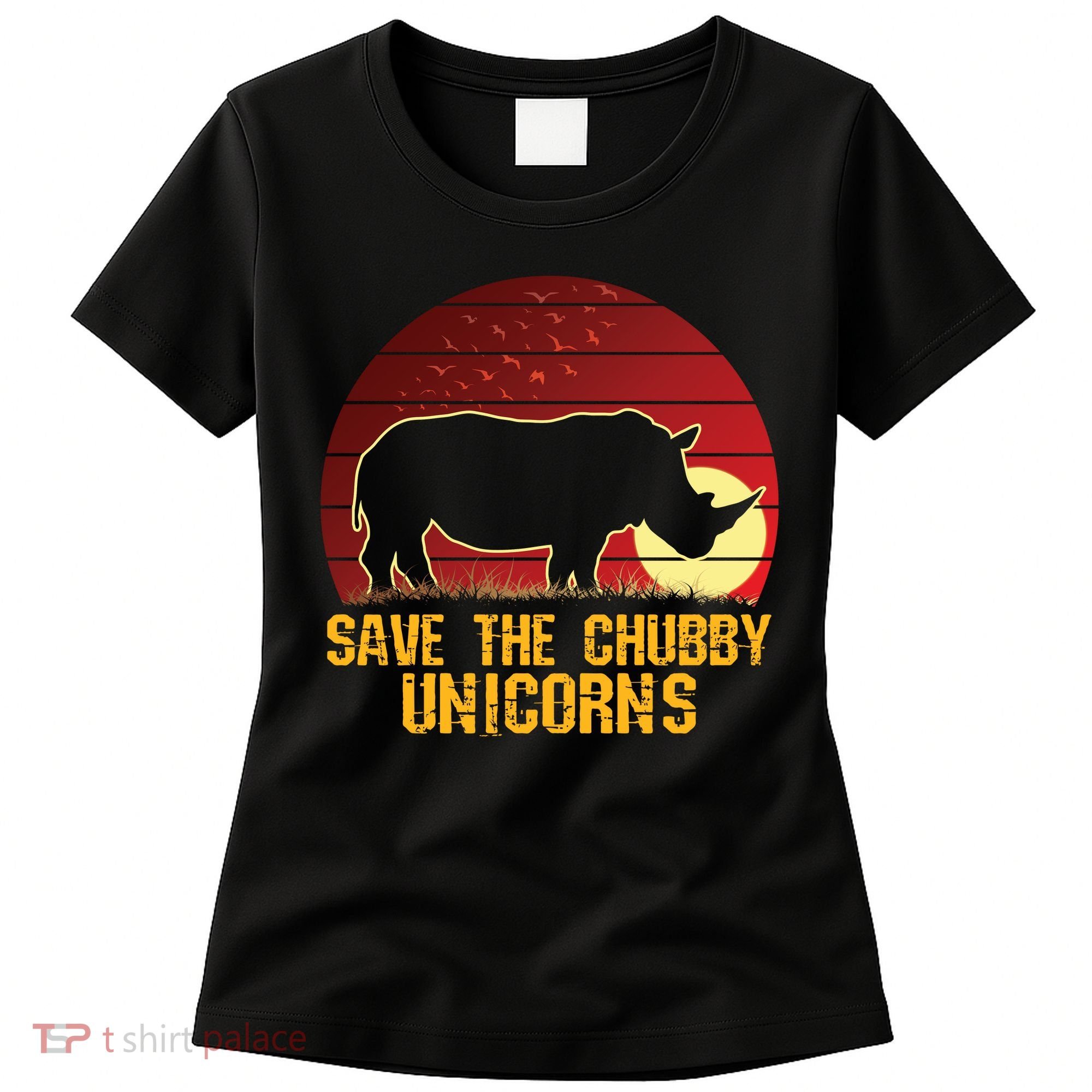 Save The Chubby Unicorns African Sunset Rhino Women's T-Shirt