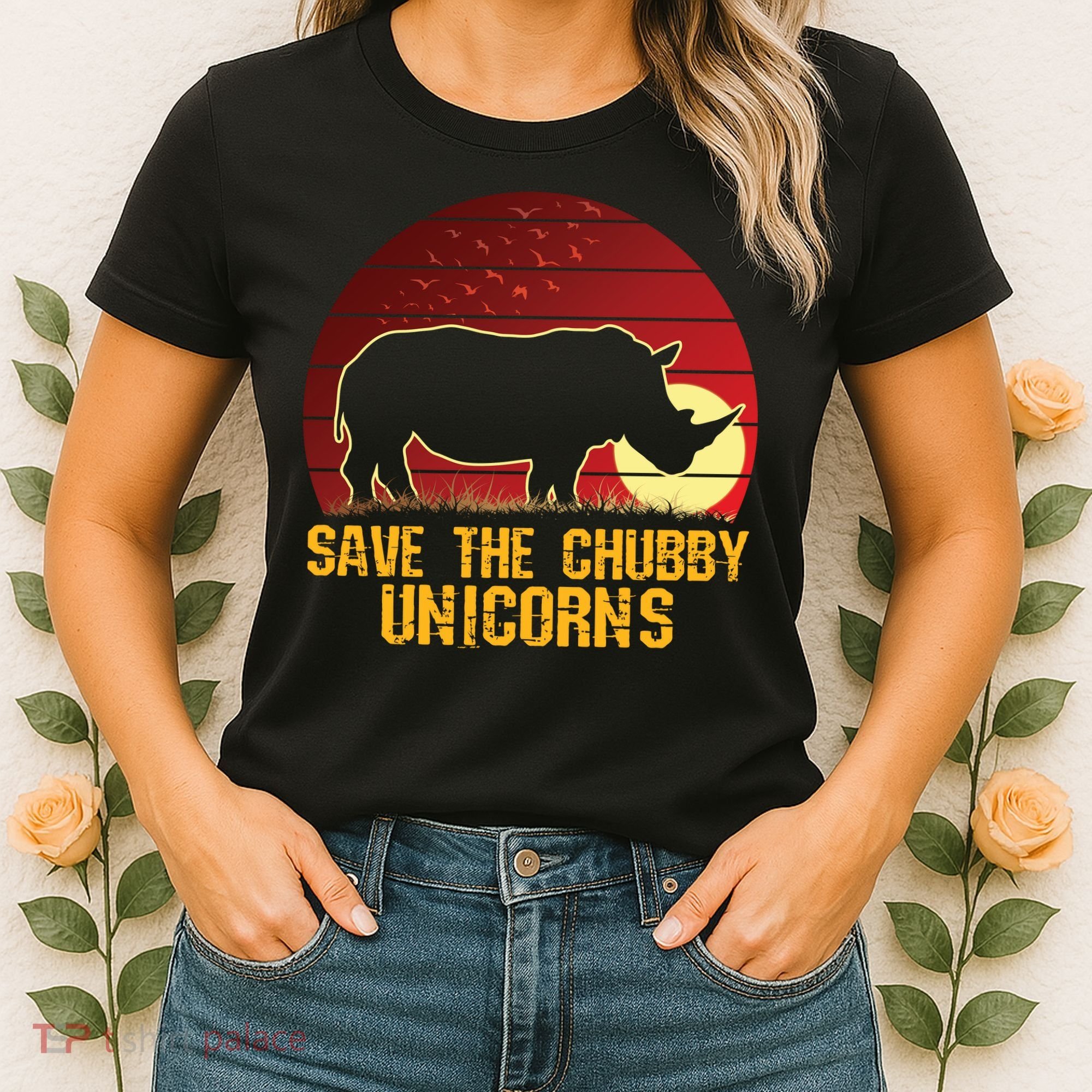 Save The Chubby Unicorns African Sunset Rhino Women's T-Shirt