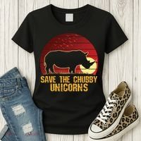 Save The Chubby Unicorns African Sunset Rhino Women's T-Shirt thumb 3