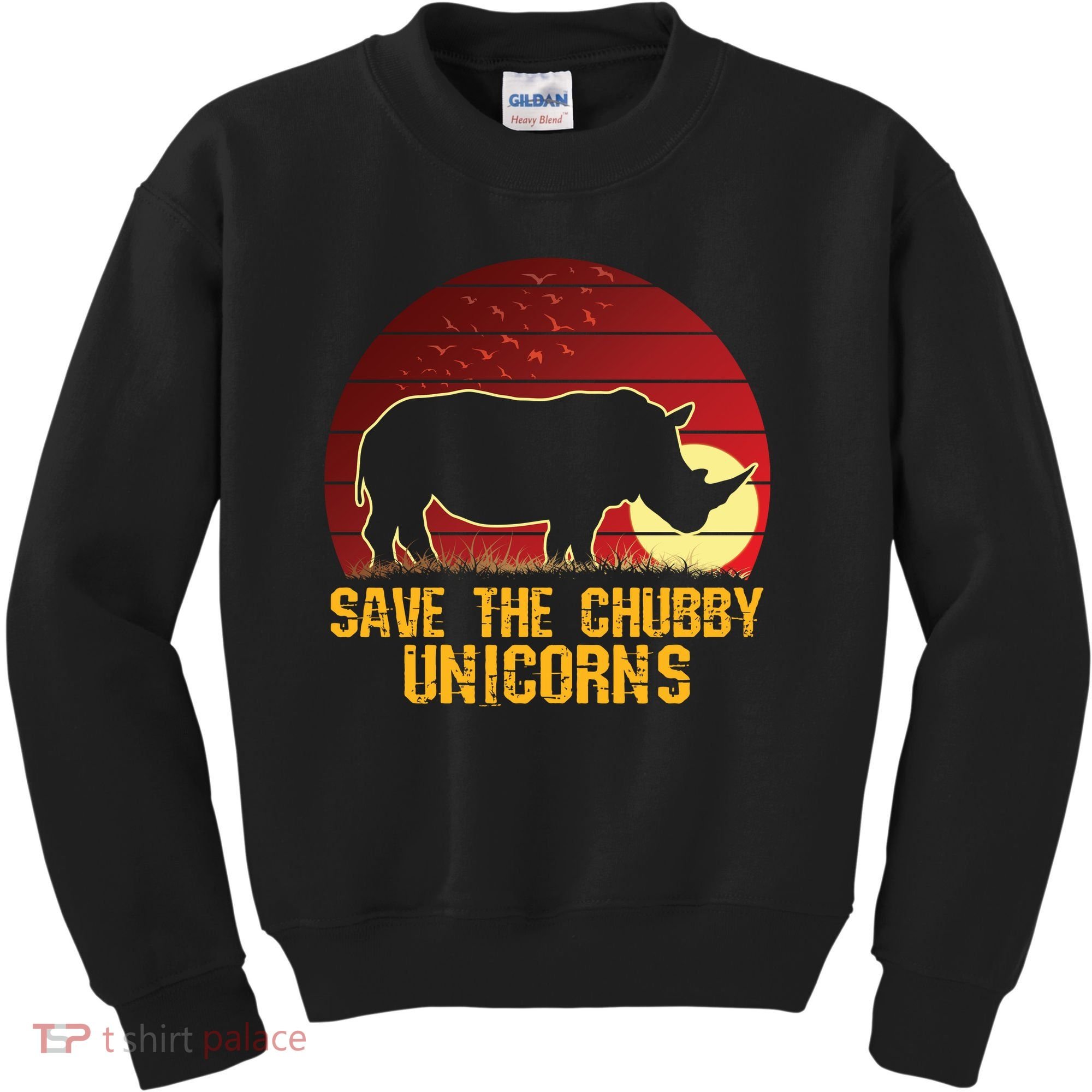 Save The Chubby Unicorns African Sunset Rhino Kids Sweatshirt