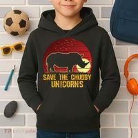 Save The Chubby Unicorns African Sunset Rhino Kids Hoodie thumb 2