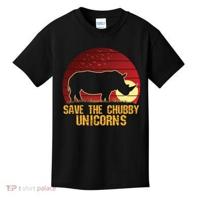 Save The Chubby Unicorns African Sunset Rhino Kids T-Shirt