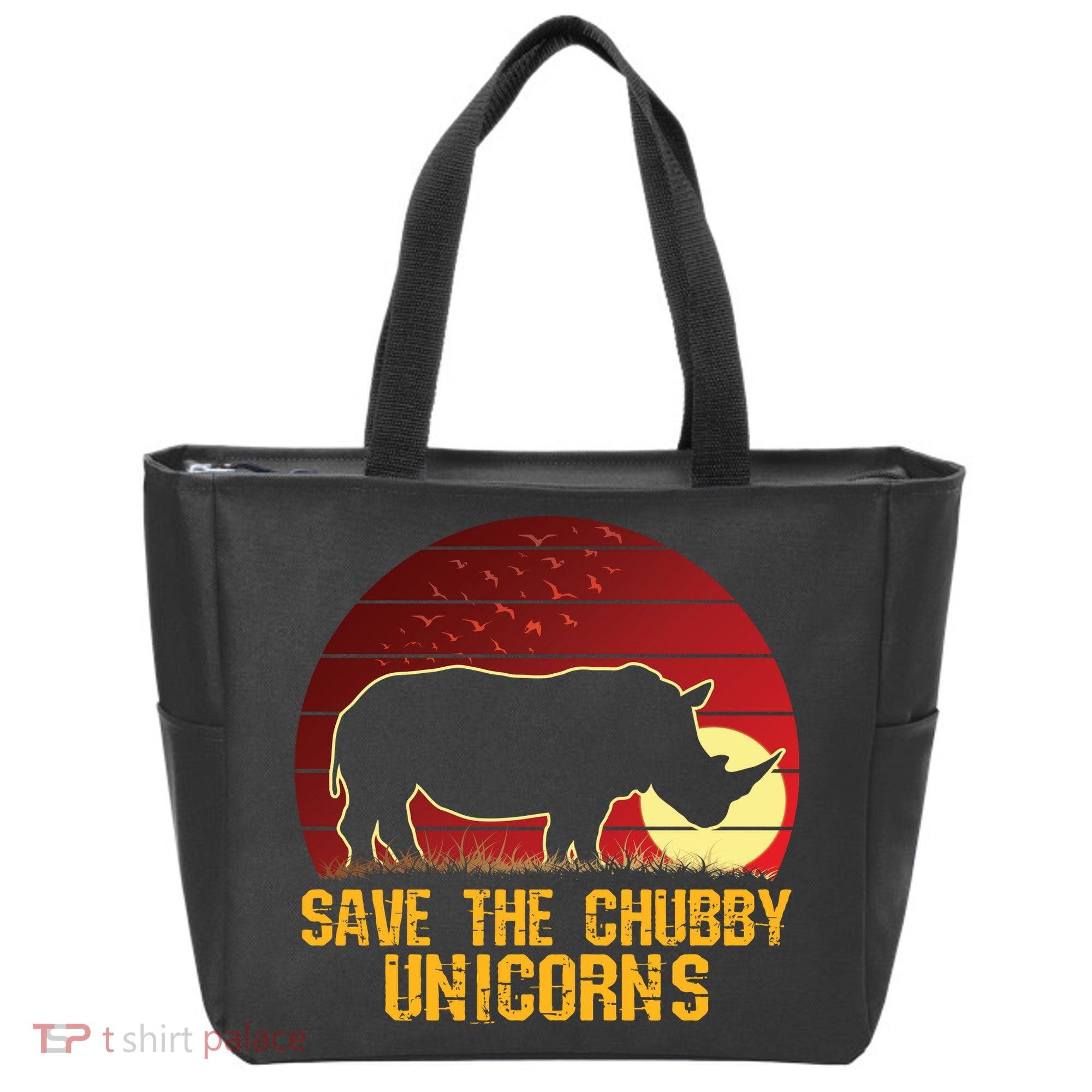 Save The Chubby Unicorns African Sunset Rhino Tote Bag