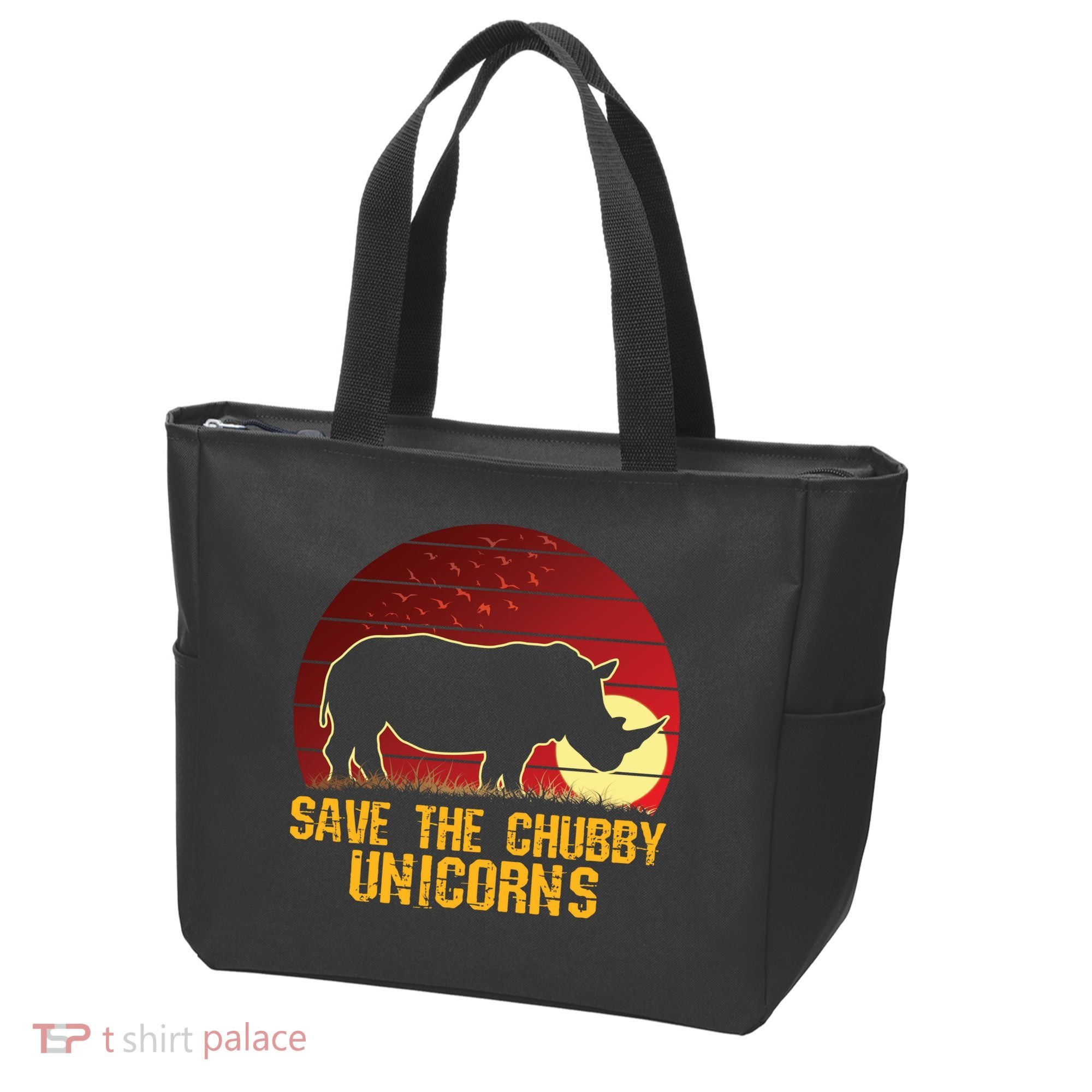 Save The Chubby Unicorns African Sunset Rhino Tote Bag
