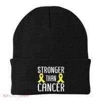 Stronger Than Cancer Sarcoma Cone Bladder Yellow Ribbon Gift Great Gift Beanie thumb 0