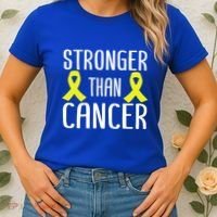 Stronger Than Cancer Sarcoma Cone Bladder Yellow Ribbon Gift Great Gift Women's T-Shirt thumb 2