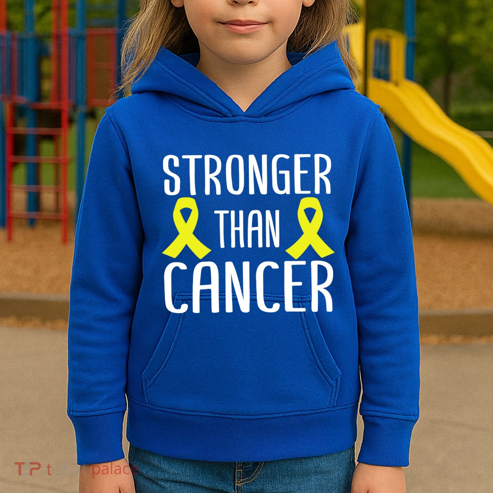 Stronger Than Cancer Sarcoma Cone Bladder Yellow Ribbon Gift Great Gift Kids Hoodie