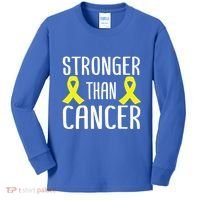 Stronger Than Cancer Sarcoma Cone Bladder Yellow Ribbon Gift Great Gift Kids Long Sleeve Shirt thumb 0