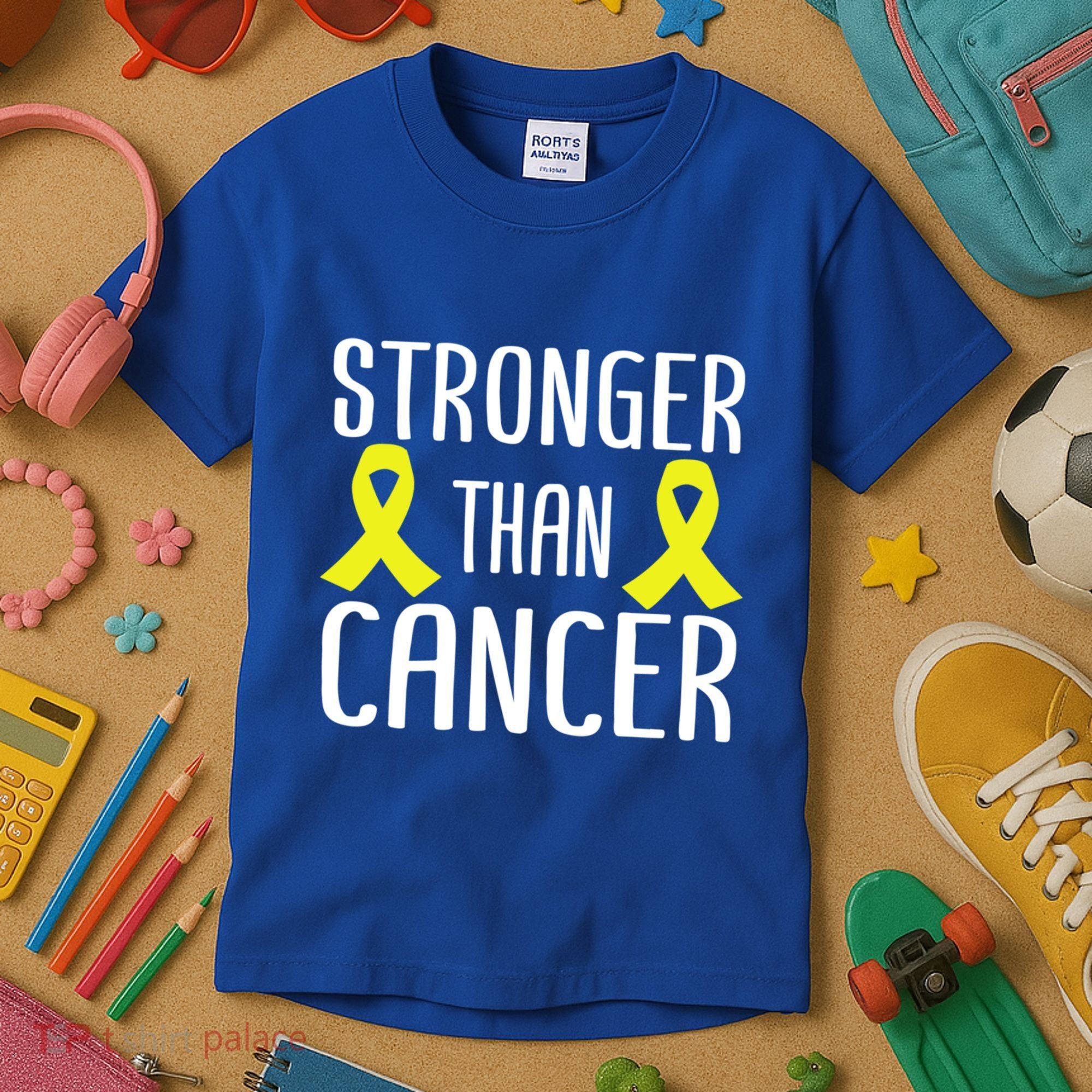 Stronger Than Cancer Sarcoma Cone Bladder Yellow Ribbon Gift Great Gift Kids T-Shirt