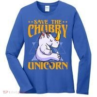Save The Chubby Unicorn Gift Women's Long Sleeve Shirt thumb 0